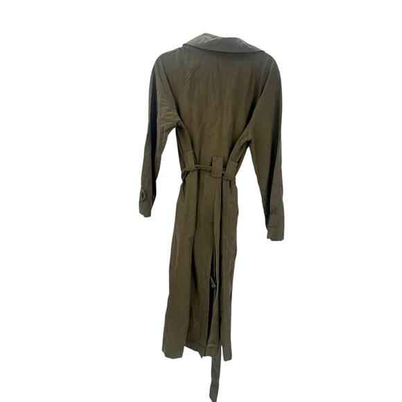 Madewell Linen-Blend Belted Trench Coat in Drapey Twill Dark Olive Size M NWT - Picture 7 of 13